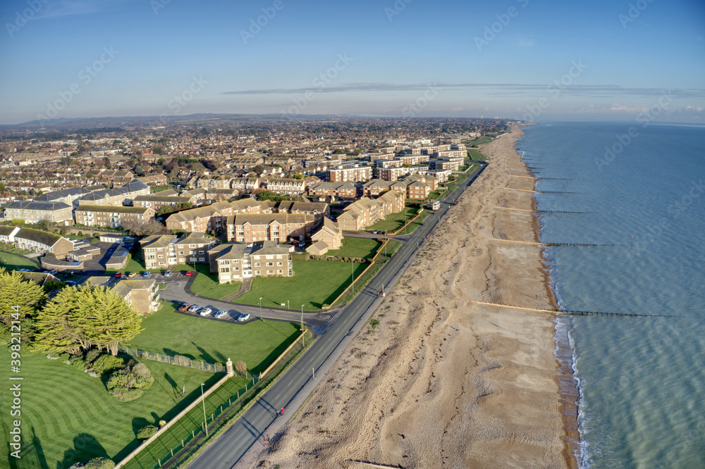 Aerial photo looking towards Rustington on the seafront on a beautiful clear day at this popular location.