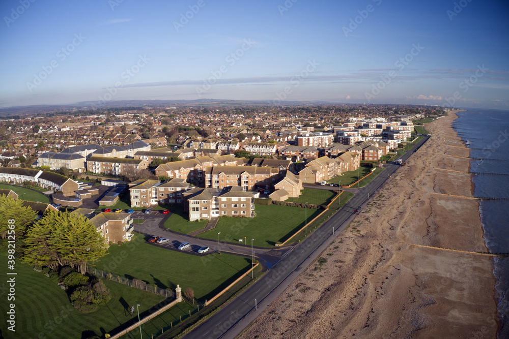 Rustington Village aerial view on the south coast of England in West Sussex.