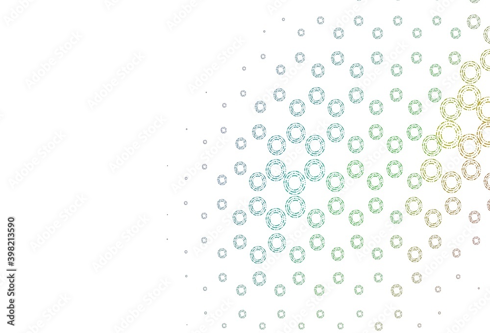 Light multicolor, rainbow vector background with bubbles.