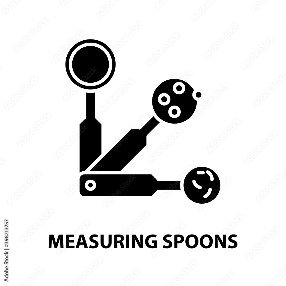 measuring spoons icon, black vector sign with editable strokes, concept illustration measuring spoons icon, black vector sign with editable strokes, concept illustration