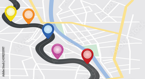 Main road on map. navigation concept. vector