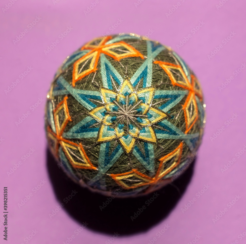 Traditional japanese decorative balloon of happiness made of yarn Traditional japanese decorative balloon of happiness made of yarn