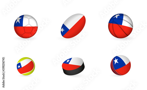 Sports equipment with flag of Chile. Sports icon set. Free Download Sports equipment with flag of Chile. Sports icon set. - GFXLoad