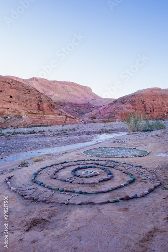 Stone sculpture in the oasis of Asif Ounila, in Tamedakhte village, in Morocco