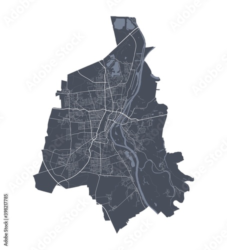 Magdeburg map. Detailed map of Magdeburg city poster with streets. Cityscape vector.