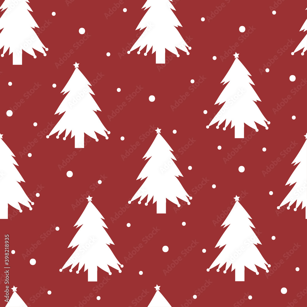 Seamless pattern with cute cartoon christmas tree for fabric print, textile, gift wrapping paper. colorful vector for kids, flat style