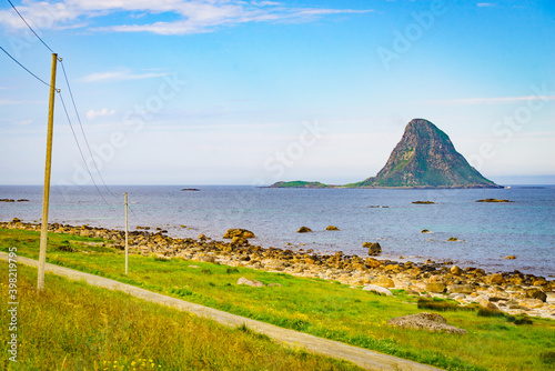 Sea coast sandy beach in resort Bleik Andoya Norway photo