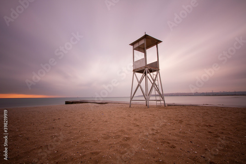 Photography Istanbul, Florya and the violet beach. lifeguards and boats.