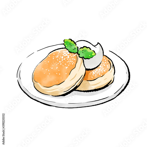 手書きラフスケッチ_ふわふわパンケーキ