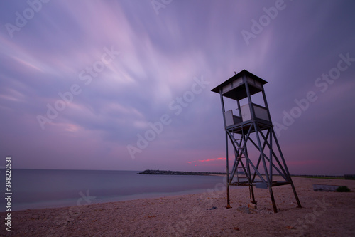 Photography Istanbul, Florya and the violet beach. lifeguards and boats.