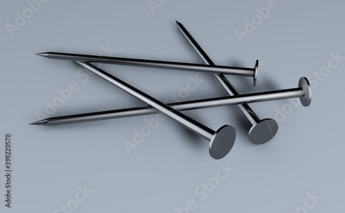 group of steel nails on light background