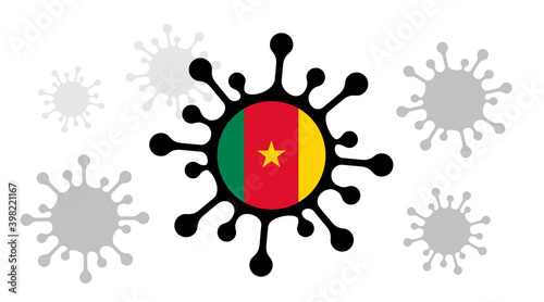 Covid-19 coronavirus icon and cameroon flag