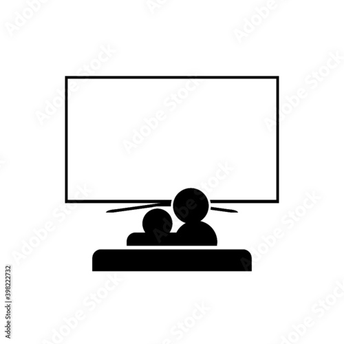 People watching a movie icon isolated on white background