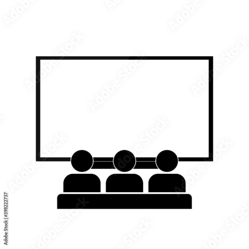 People watching a movie icon isolated on white background