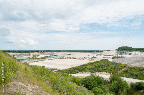 Limestone quarry areal photo showing the view. Faxe Kalkbrud, Denmark