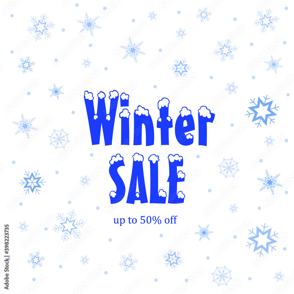 Banner winter sale with snowflakes on white background. Vector illustration Banner winter sale with snowflakes on white background. Vector illustration