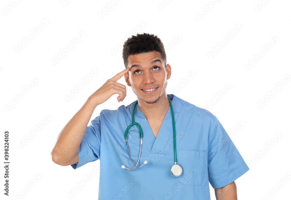 Young african doc with blue uniform Young african doc with blue uniform