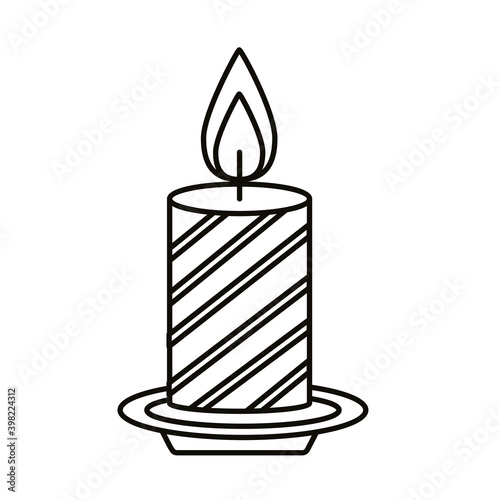 happy merry christmas candle line style icon