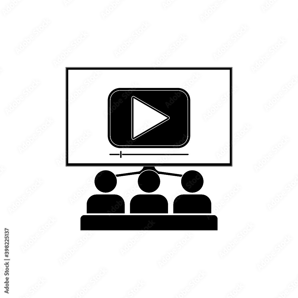 People watching a streaming service on smart TV icon isolated on white background People watching a streaming service on smart TV icon isolated on white background