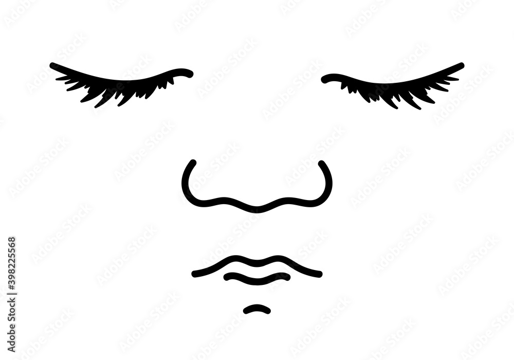 Baby or newborn outline face. Sleeping child. Vector illustration. Baby or newborn outline face. Sleeping child. Vector illustration.