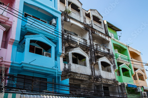 Facades of houses along Soi Buakhao in Pattaya Thailand Asia © Willi