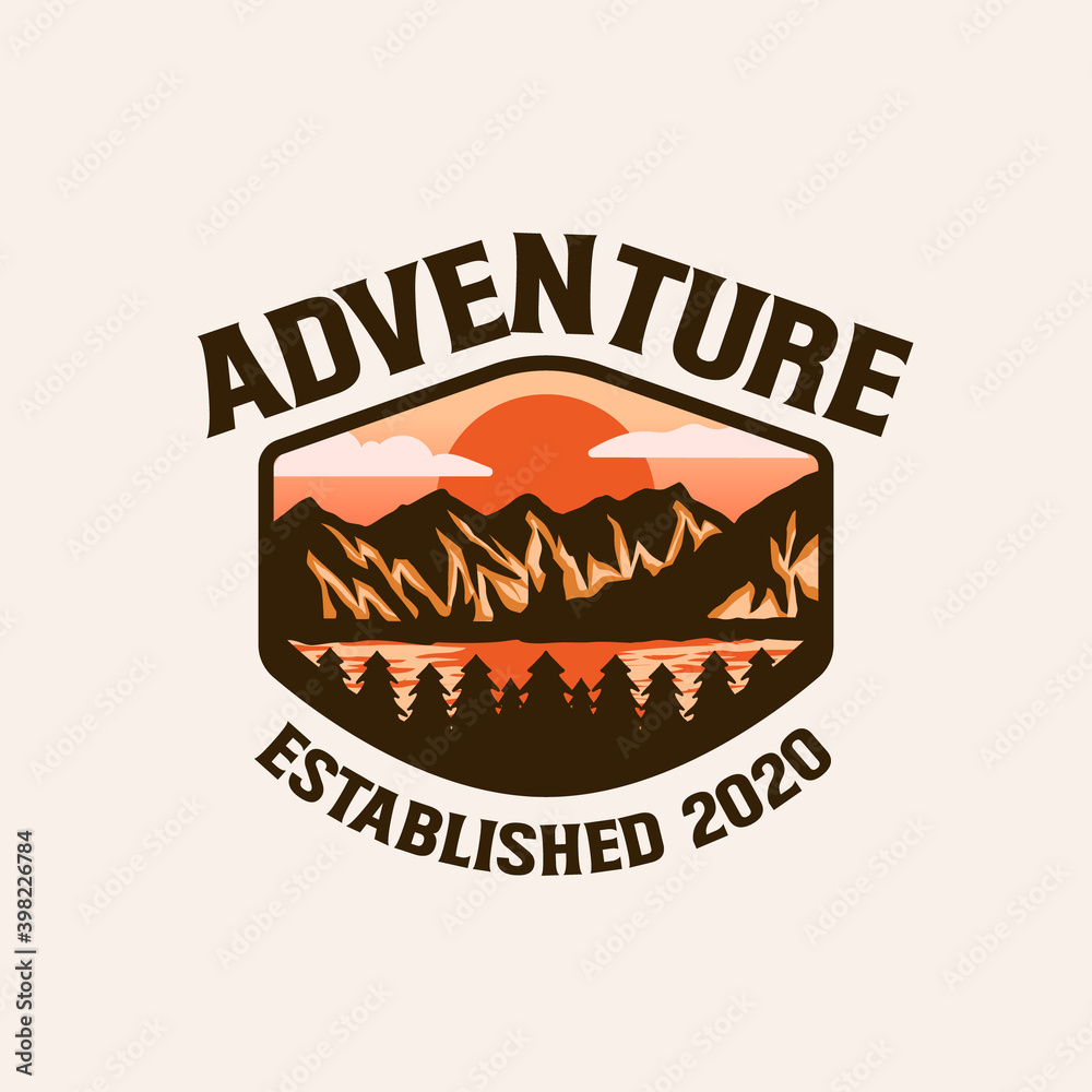 Mountain adventure emblem logo template