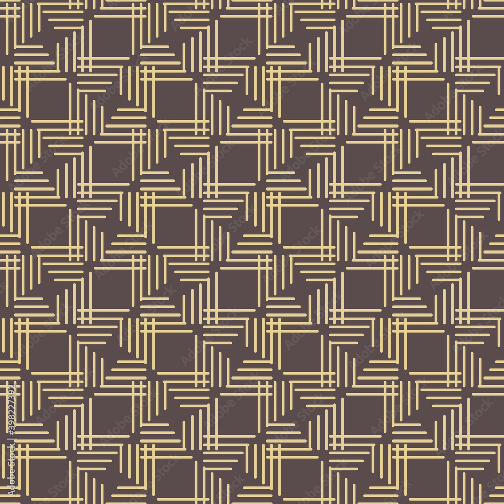 Fototapeta premium Geometric abstract vector pattern. Geometric modern brown and golden ornament. Seamless modern background