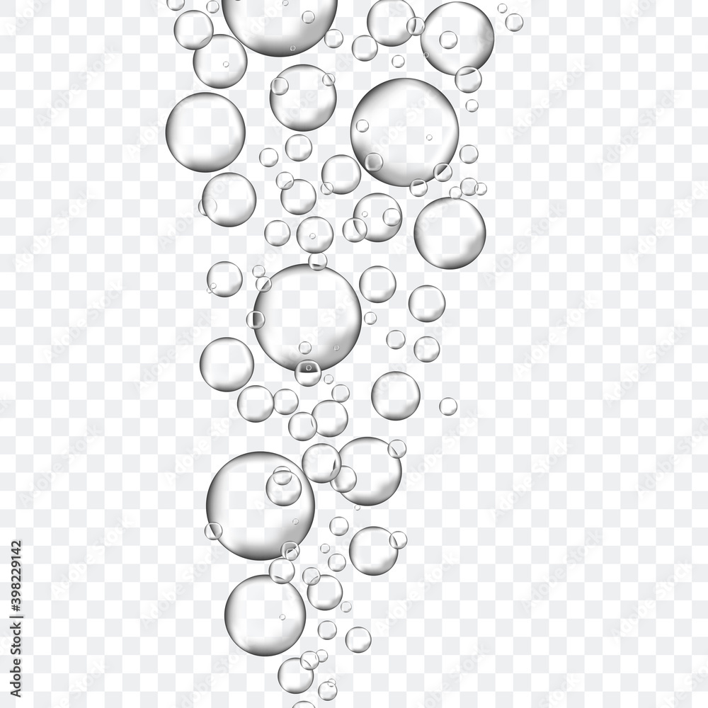 Bubbles in water on transparent background. Bubbles in water for