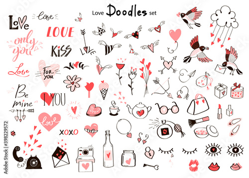 Love doodles set