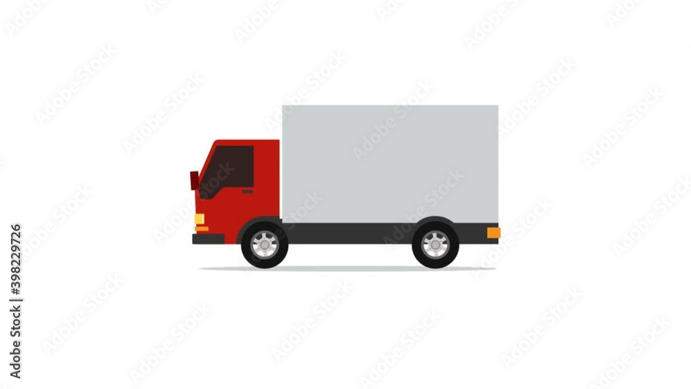 motion graphics big red truck driving on road to deliver goods motion graphics big red truck driving on road to deliver goods