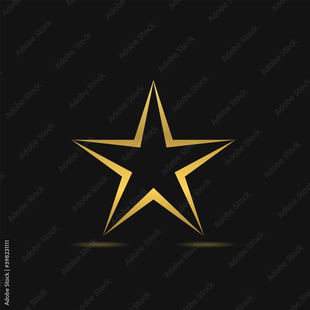 Golden star on black background Golden star on black background