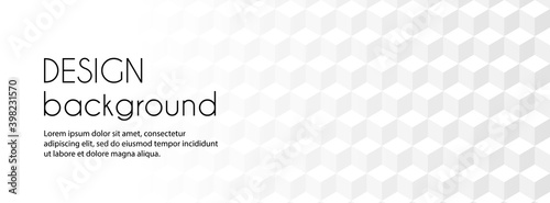 White abstract vector long banner. Business minimal background with 3d cubes and copy space for text. Social media header