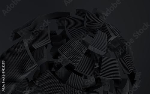 Fototapeta Naklejka Na Ścianę i Meble -  3d render of abstract detailed shape. Dynamic futuristic background.