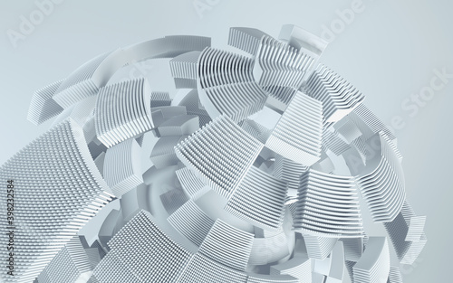 Fototapeta Naklejka Na Ścianę i Meble -  3d render of abstract deatailed shape. Dynamic futuristic background.
