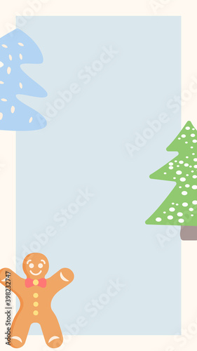 Winter season social media simple story template. Merry Xmas. Advertising web design mockup with abstract shapes. Contemporary post layout with text space and flat illustrations. Trendy greeting card