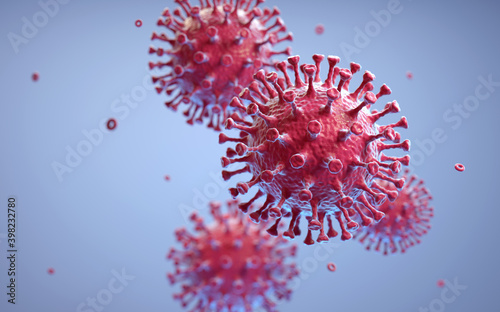 Cuadro en lienzo Coronaviruses influenza 3d rednder