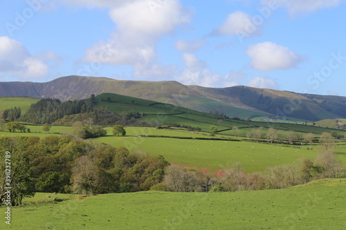 A rural scene looking towards Snowdonia near Dylife, mid Wales, UK. 