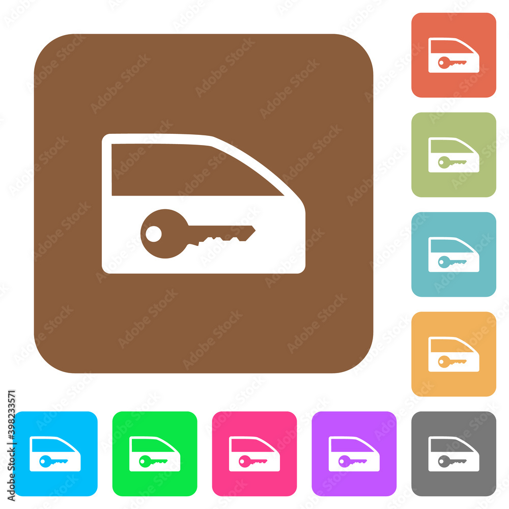 Car door lock rounded square flat icons Car door lock rounded square flat icons