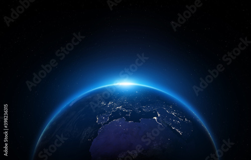 Night Earth. Elements of this image furnished by NASA.