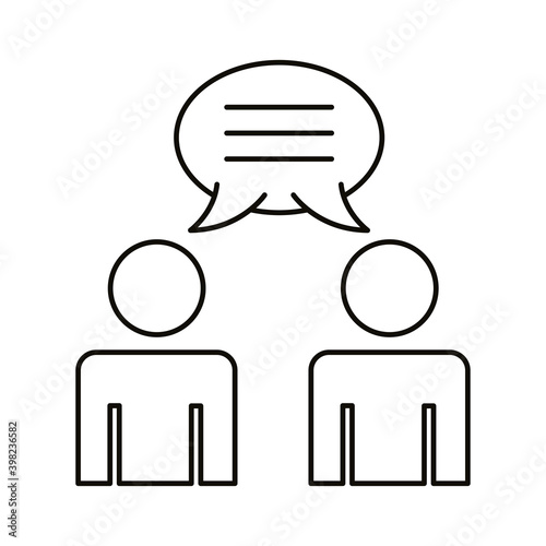 avatars couple coworking with speech bubble line style icon