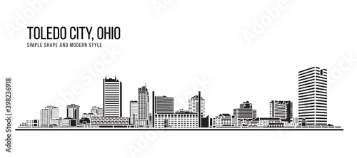 Cityscape Building Abstract Simple shape and modern style art Vector design - Toledo city , Ohio