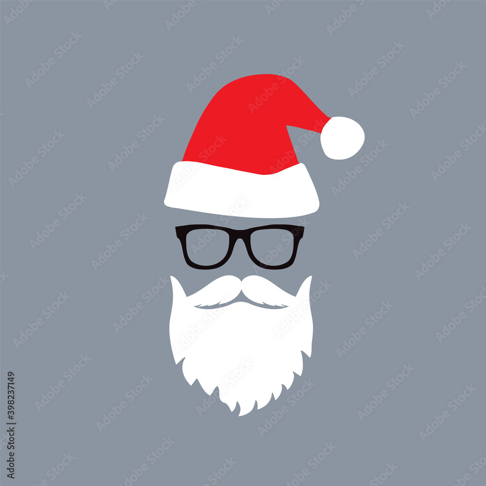 Cute Hipster Santa Claus icon Christmas and New Year vector illustration. Cute Hipster Santa Claus icon Christmas and New Year vector illustration.
