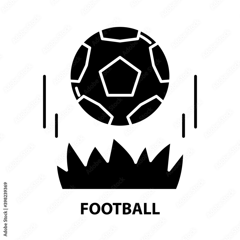 Obraz premium football icon, black vector sign with editable strokes, concept illustration