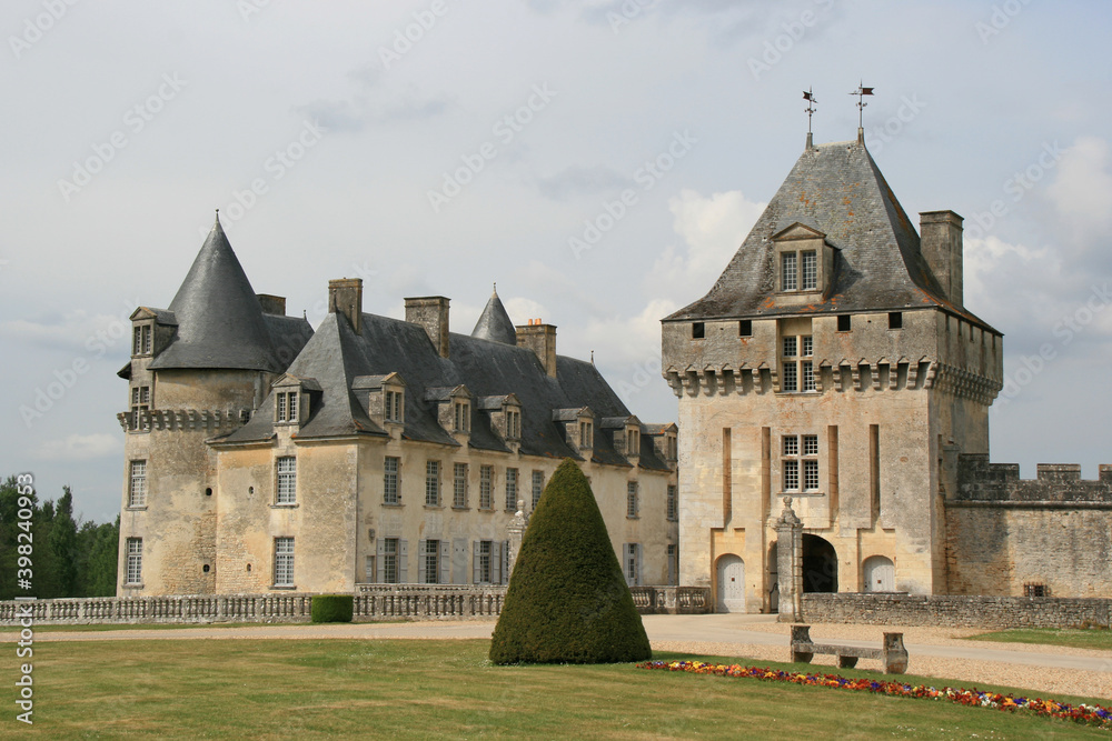 medieval castle (roche-courbon) in saint-porchaire in france