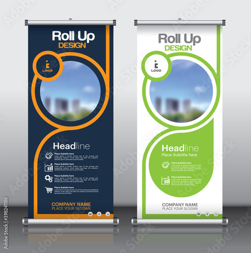roll up brochure flyer banner design vertical template vector, abstract geometric background, modern x-banner and flag-banner,rectangle size.