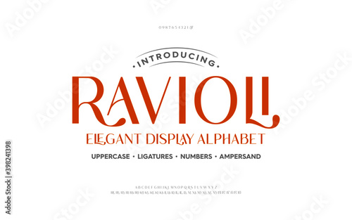 Classic typography elegant. Lettering minimal fashion designs. Alphabet uppercase, ampersand, ligatures. Vector illustration word.