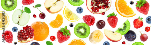 Fototapeta Naklejka Na Ścianę i Meble -  Fruits. Background of mixed fruits. Fruit texture
