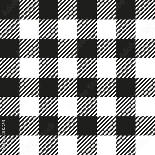 White and Black Buffalo Check Plaid Seamless Pattern Classic style white and black buffalo check flannel plaid pattern. 