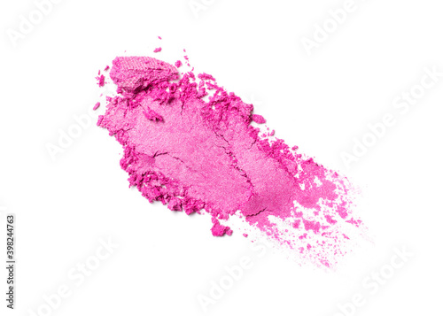 Close-up of make-up swatch. Smears of crushed pink blusher