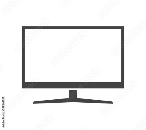 Monitor widescreen silhouette monochrome icon. Computer or tv empty screen, display.